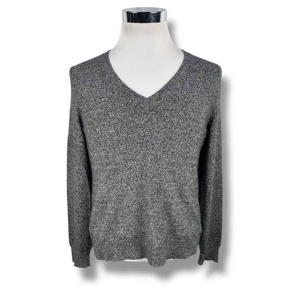 Lord & Taylor Sweater Women Large Gray 100% Cashmere Long Sleeve V-Neck Pullover - Picture 1 of 9